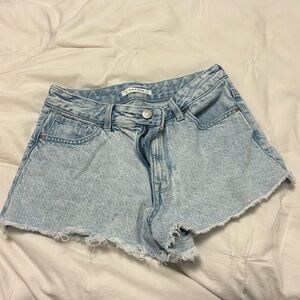 PACSUN light wash Festival High Rise Denim Shorts